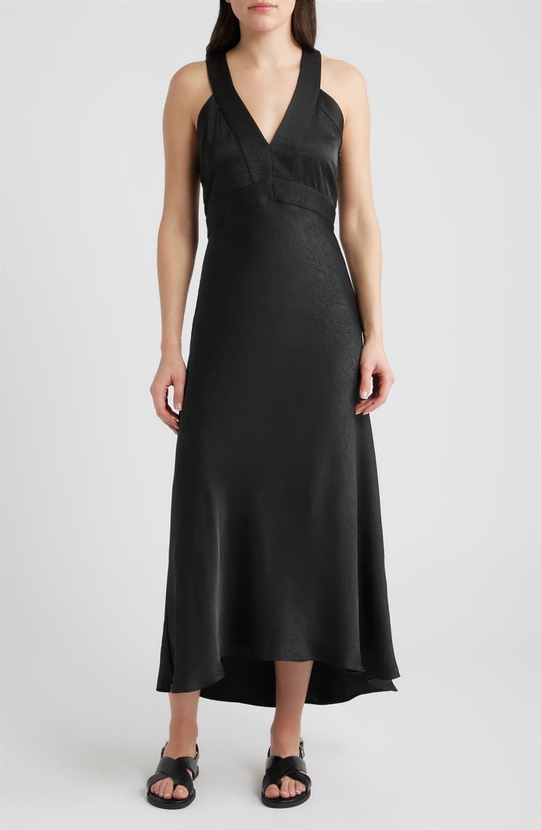 BOSS Orange Danden Crinkle Satin Maxi Dress, Main, color, Dark Grey