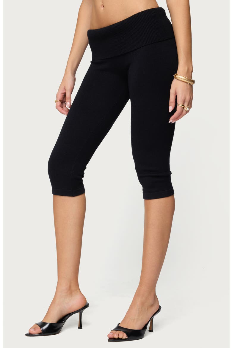 Skyla Knit Capri Pants, Alternate, color, BLACK