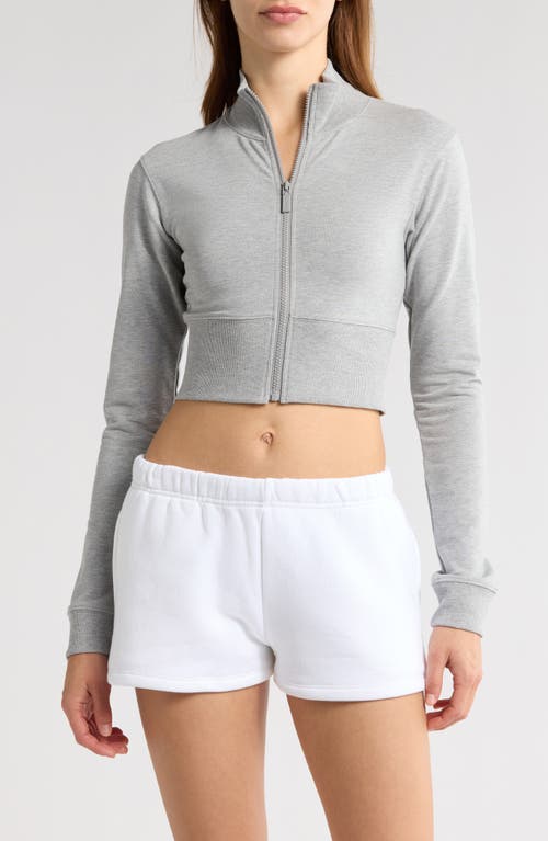 Shop Florence By Mills Crop Stretch Cotton Blend Track Jacket In Heather Grey