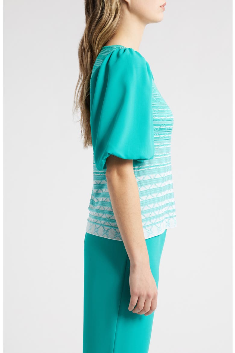 Stripe Mixed Media Jacquard Tunic, Alternate, color, EMERALD AWE/ CALYPSO BLUE