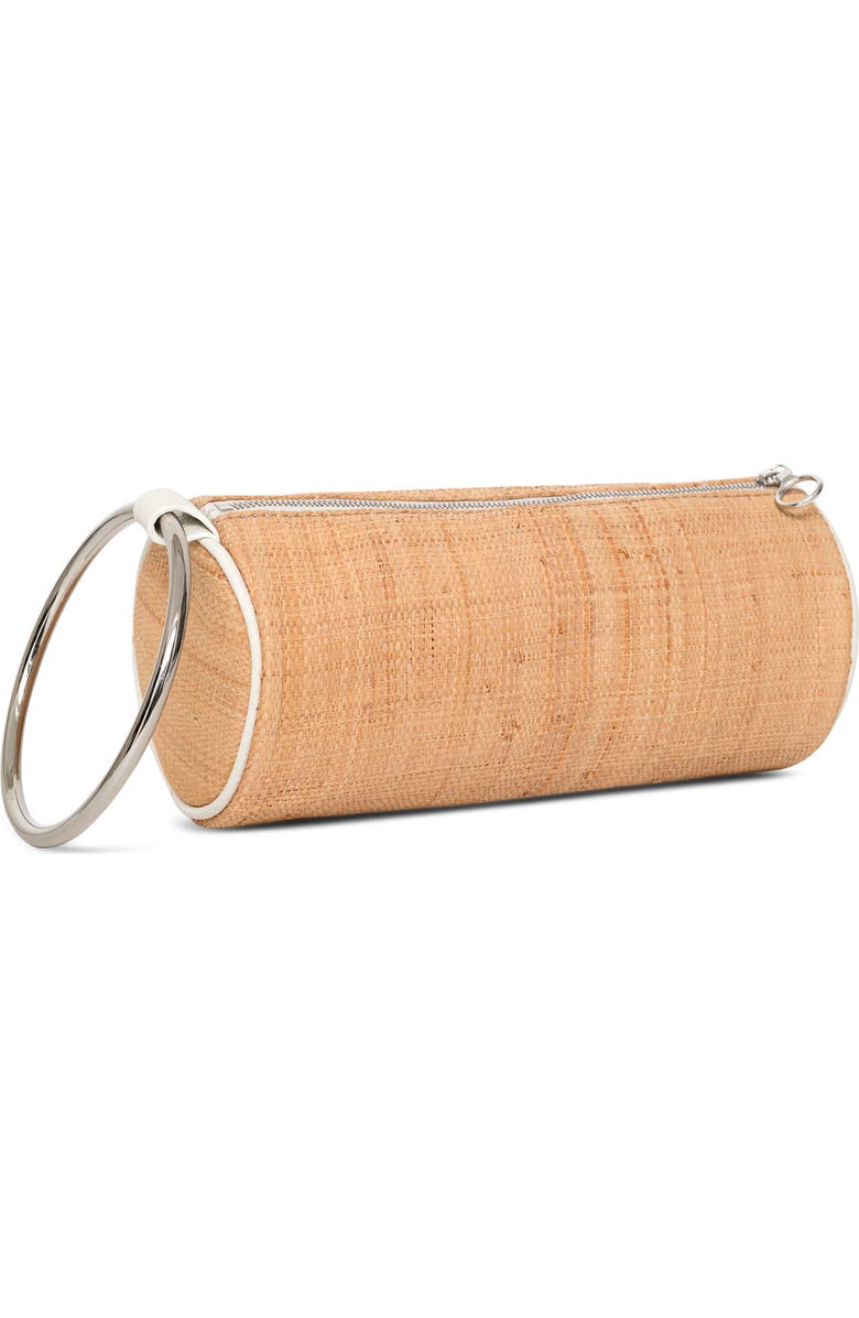 Kara Straw Duffel Wristlet Clutch, Alternate, color,