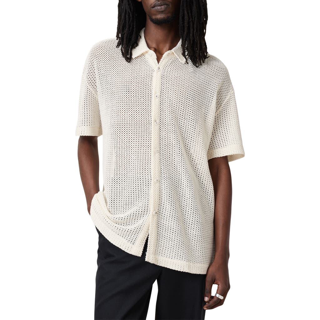 Shop Allsaints Munroe Short Sleeve Button-up Shirt In Chalk White