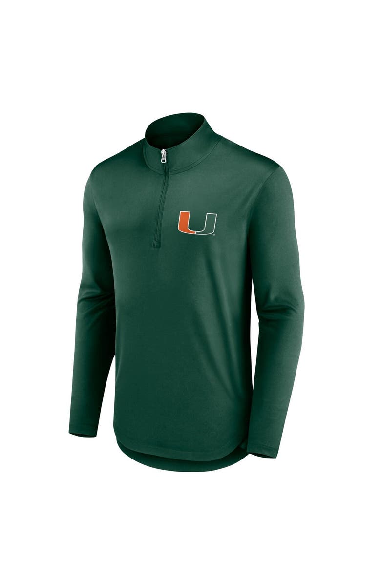 FANATICS Men's Fanatics Branded Green Miami Hurricanes Quarterback Mock Neck Quarter-Zip Top, Alternate, color, Green
