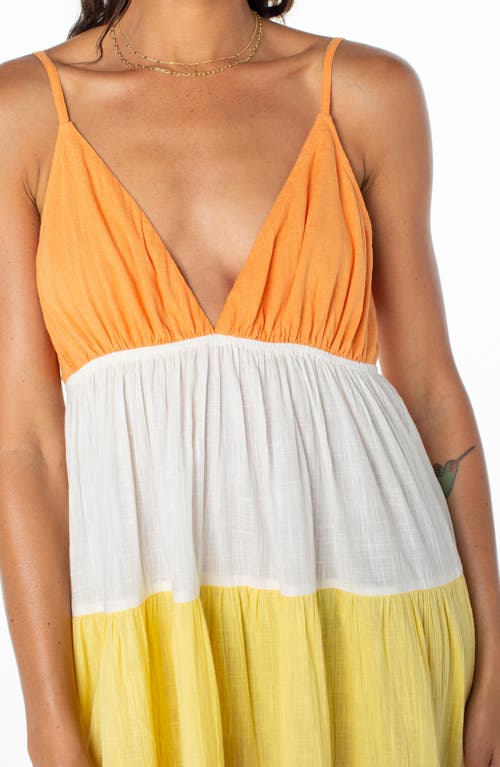 ROXY ROXY HONOLULU GLOW COLORBLOCK TIERED MAXI DRESS