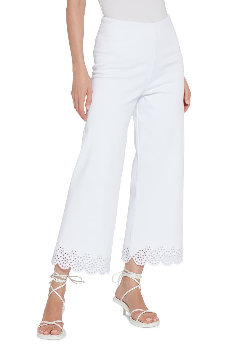 Lysse Eyelet Hem PCrop Wide Leg Knit Jeans, Main, color,