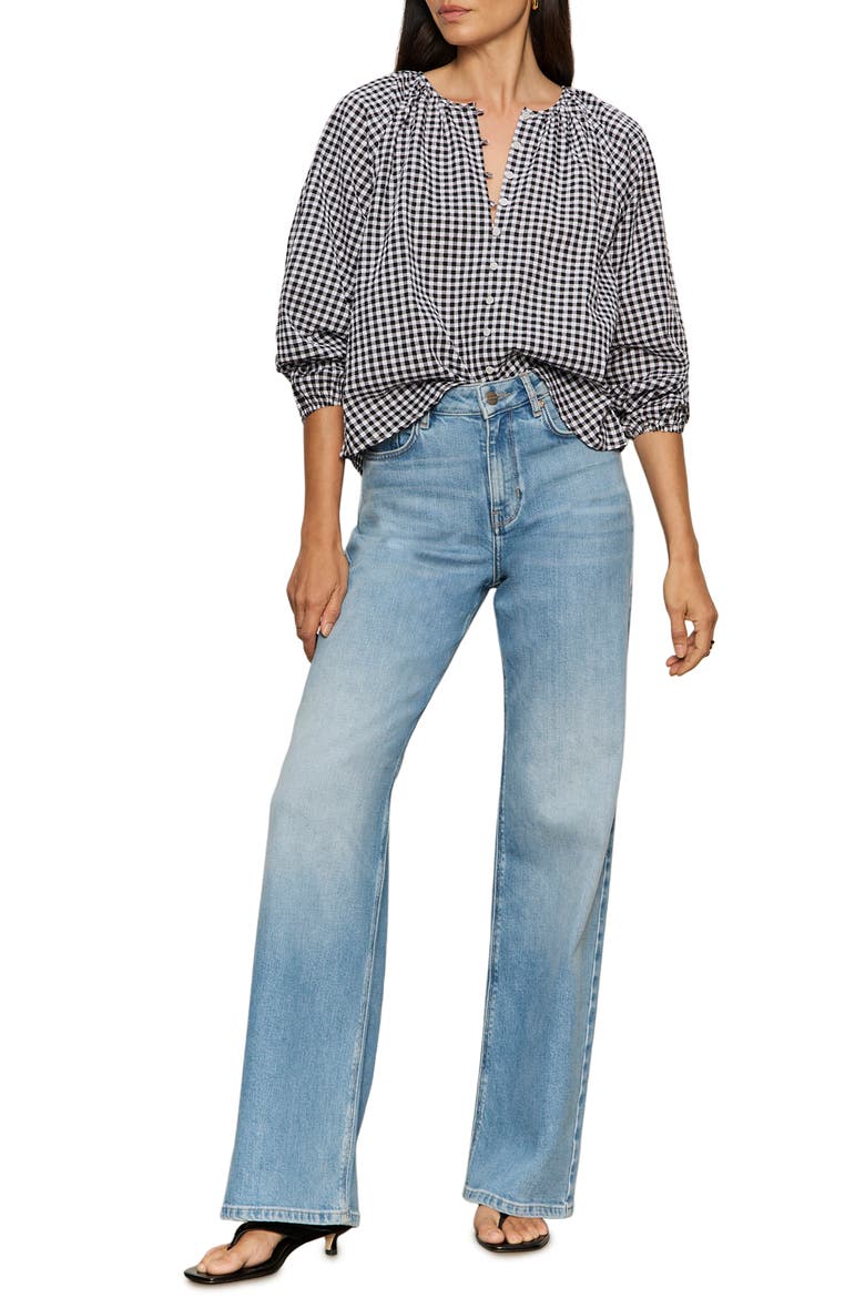 Perfect Gingham Button-Up Top, Alternate, color, BLACK