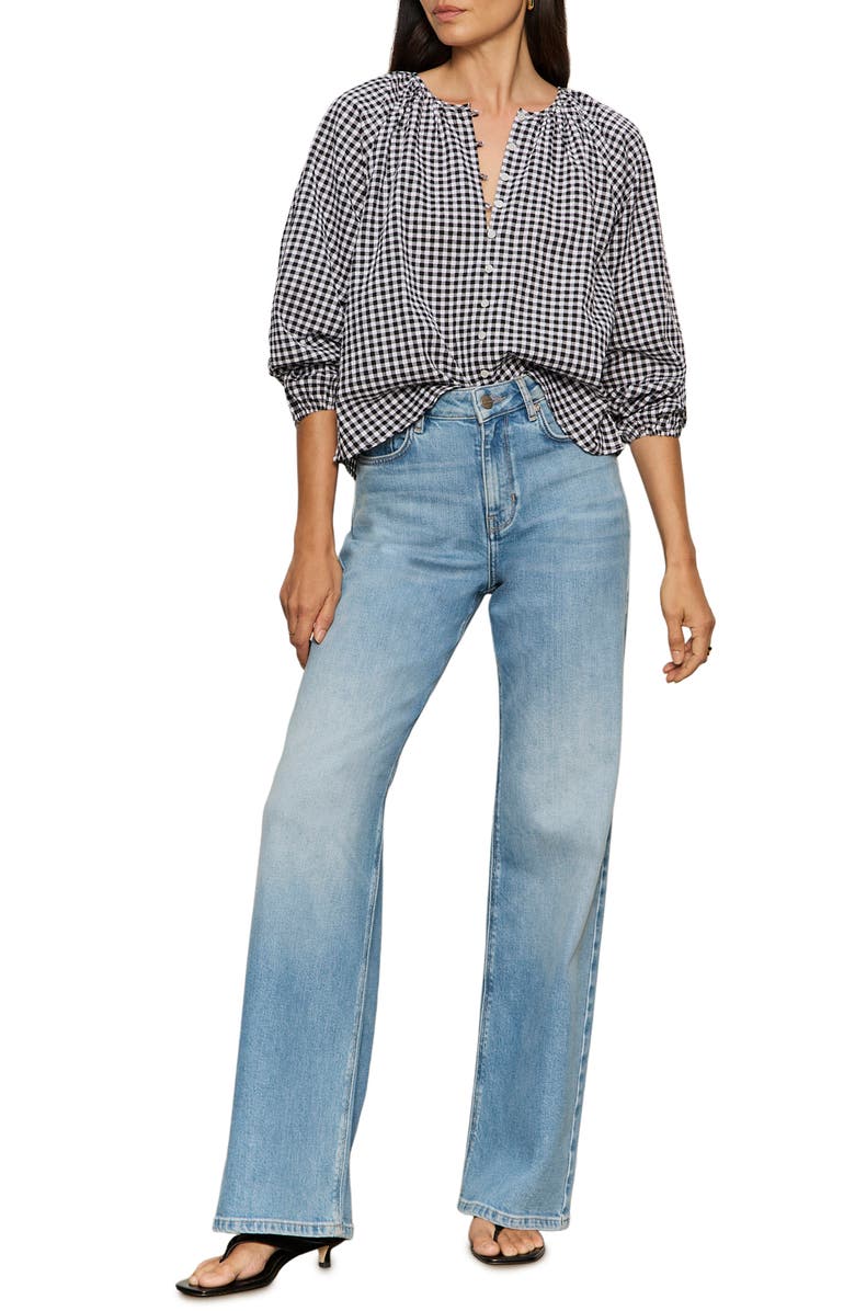 Sanctuary Perfect Gingham Button-Up Top, Alternate, color, Black