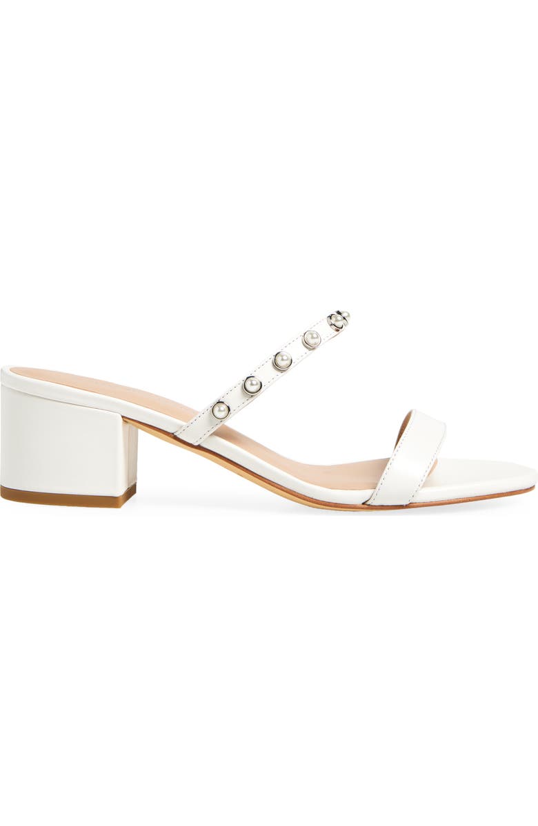 Stuart Weitzman Pearly Strap Block Slide 50 Sandal, Alternate, color, White