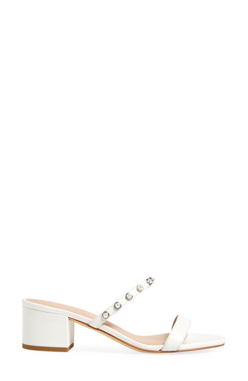 Stuart Weitzman Pearly Strap Block Slide 50 Sandal In White