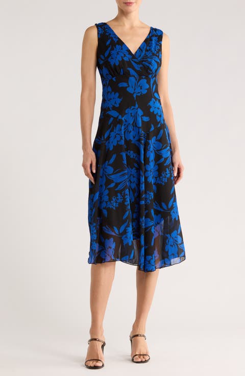 Floral Asymmetric Hem Midi Dress