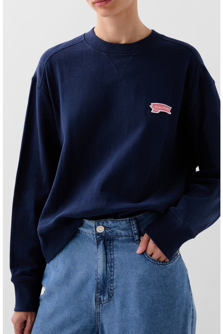 Waffle Patch Sweater, Main, color, Navy