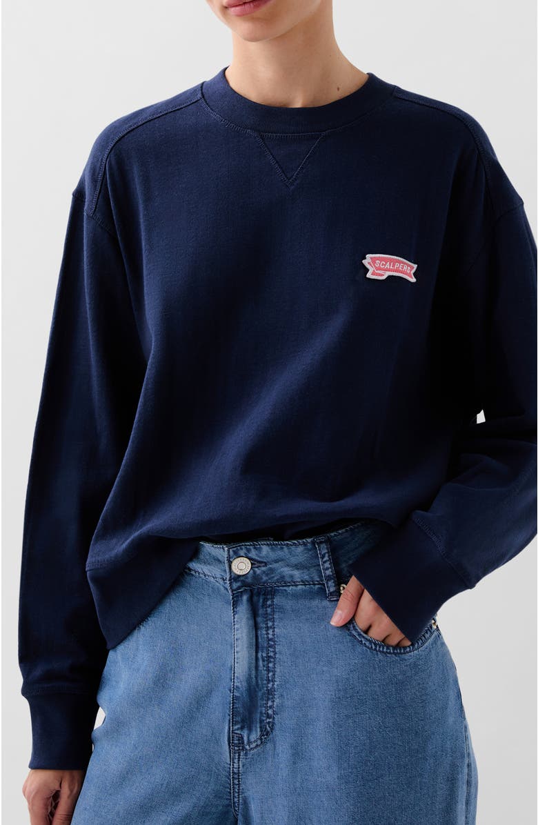 Scalpers Waffle Patch Sweater, Main, color, Navy