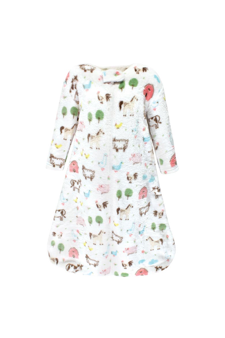 Long Sleeve Plush Flannel Sleeping Bag, Main, color, Girl Farm Animals Long Sleeve