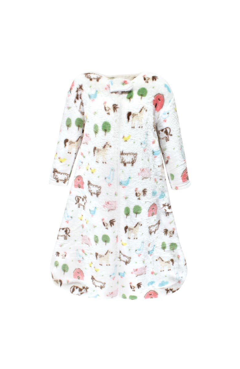 Hudson Baby Long Sleeve Plush Flannel Sleeping Bag, Main, color, Girl Farm Animals Long Sleeve