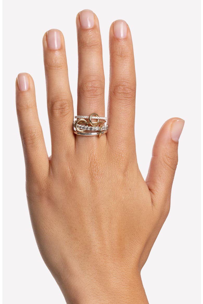 Arla Linked Diamond Rings, Alternate, color, SS/ YELLOW GOLD / DIAMOND