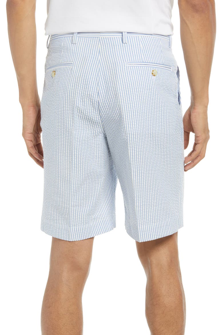 Flat Front Seersucker Shorts, Alternate, color, LIGHT BLUE