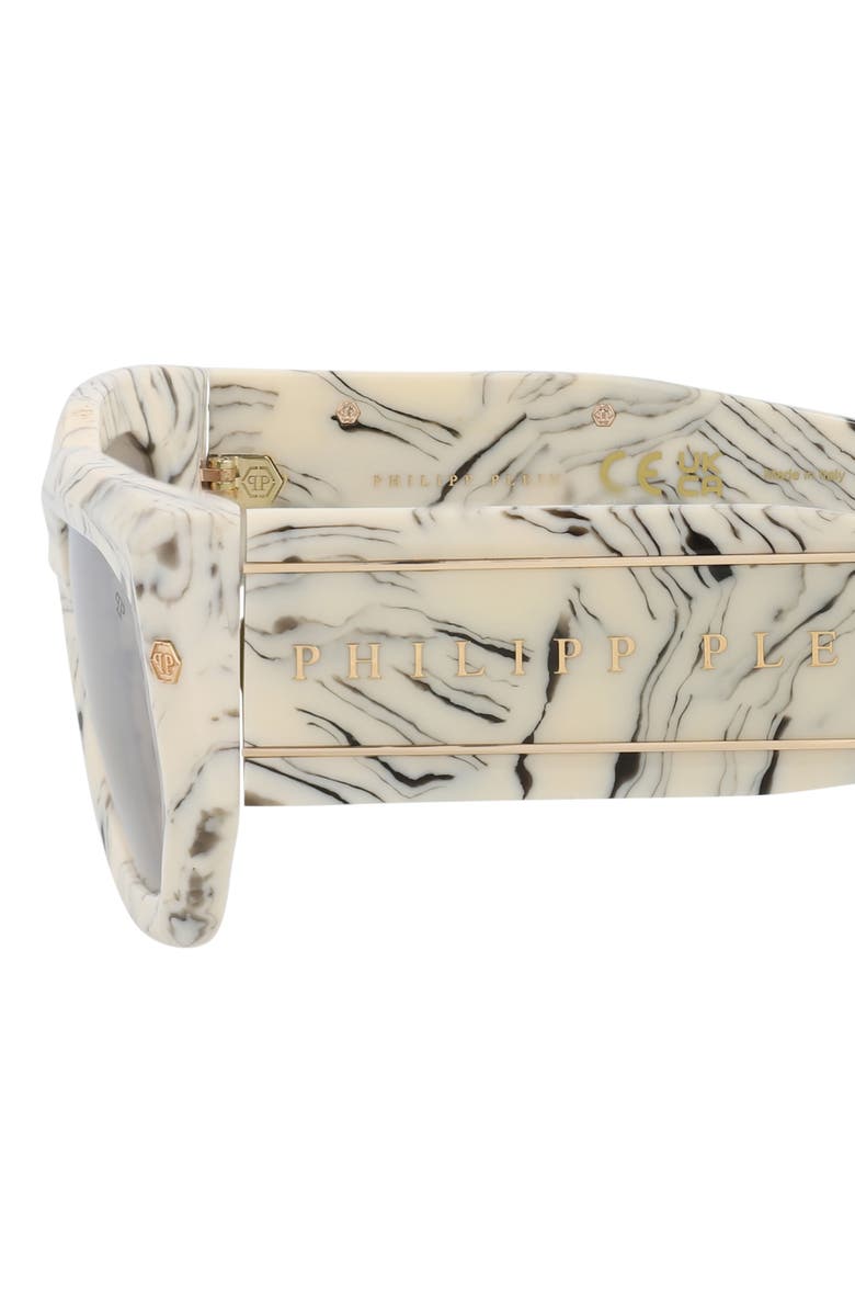 PHILIPP PLEIN 51mm Rectangular Sunglasses, Alternate, color, Ivory Ivory Grey