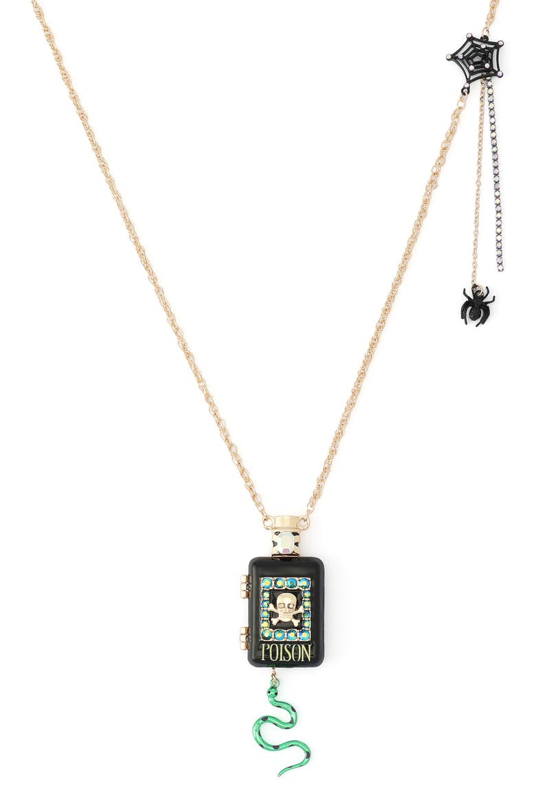 Poison Long Pendant Necklace, Alternate, color, BLACK