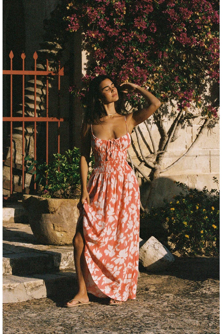 Tala Shirred Waist Cover-Up Maxi Sundress, Alternate, color, VINE VINGETTE