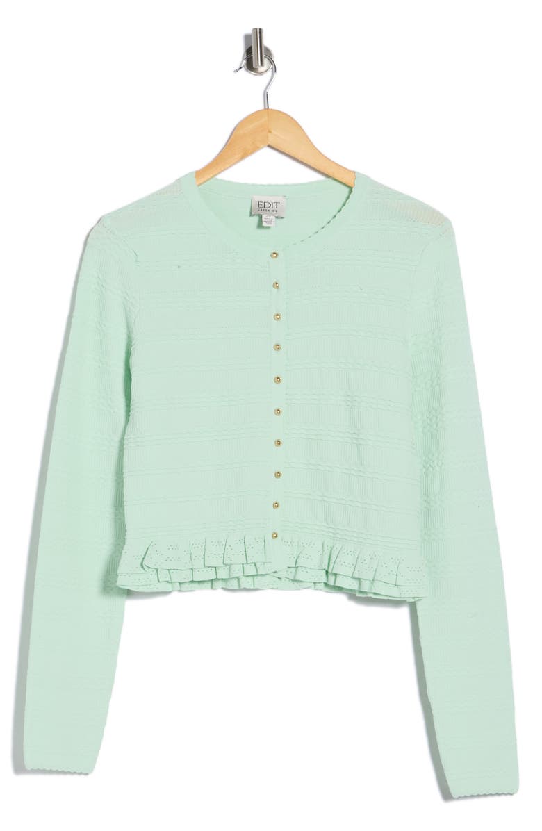 EDIT by JASON WU Cropped Ruffled Cardigan, Main, color, Pistachio