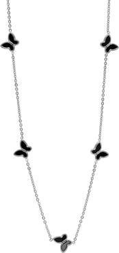 STEELTIME HMY JEWELRY Onyx Butterfly Station Necklace
