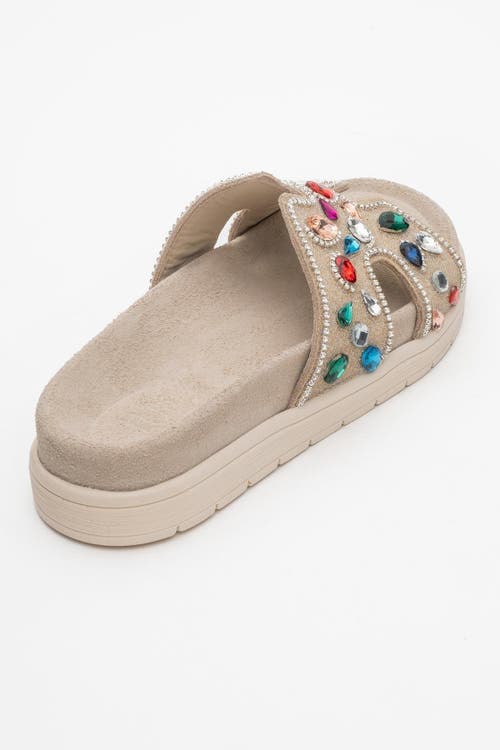 Forever & Always Shoes Denilla Leather Embellished Slide Sandal