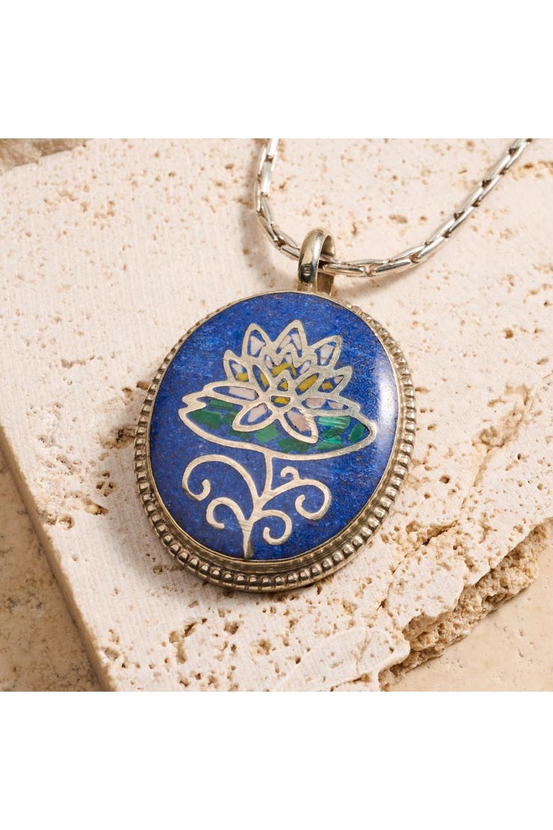 Lotus Mosaic Pendant Necklace, Alternate, color, Multi Color