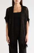 Vince Camuto Sequin Open Knit Fringe Trim Shawl