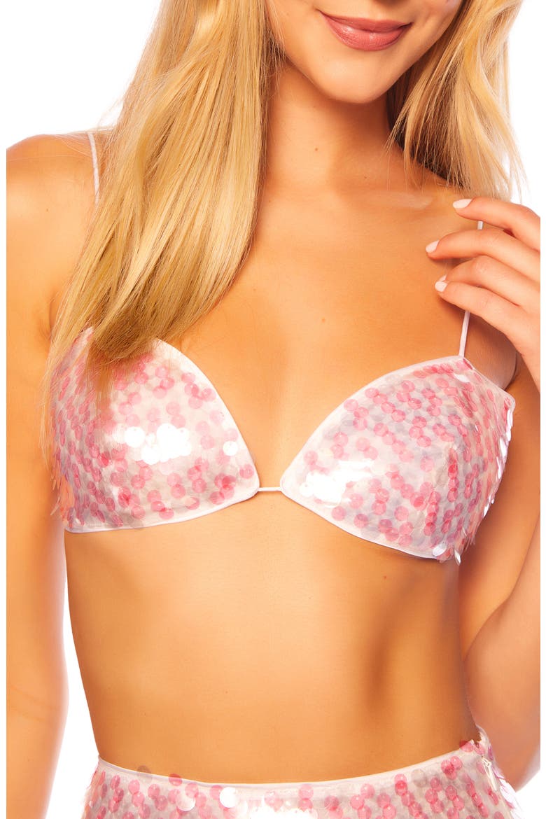 Dot Sequin Bikini Top, Main, color, BALLET SLIPPER