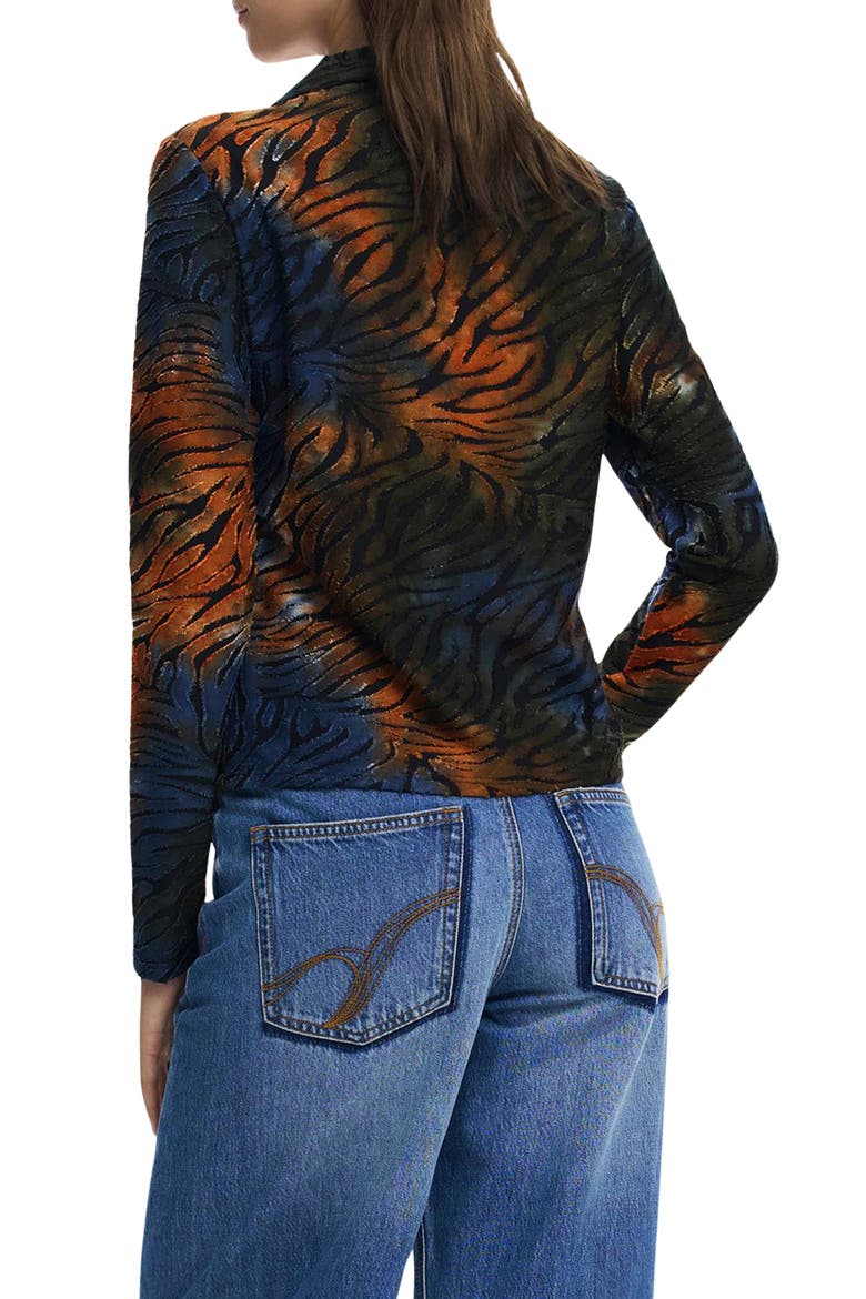 Abstract Stripe Metallic Long Sleeve Button-Up Shirt, Alternate, color, GREEN