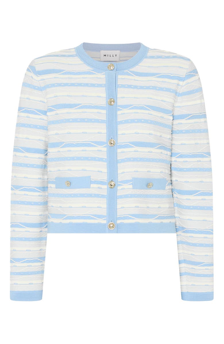 Milly Skye Stripe Cardigan, Alternate, color, Blue Multi