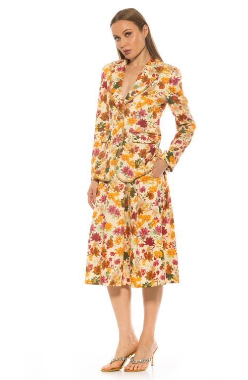 Alexia Admor Illia Pleated Midi Skirt In Beige Wildflower