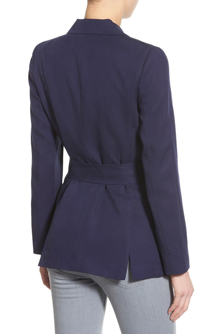 Belted Double Breasted Blazer, Alternate, color, EVENING NAVY