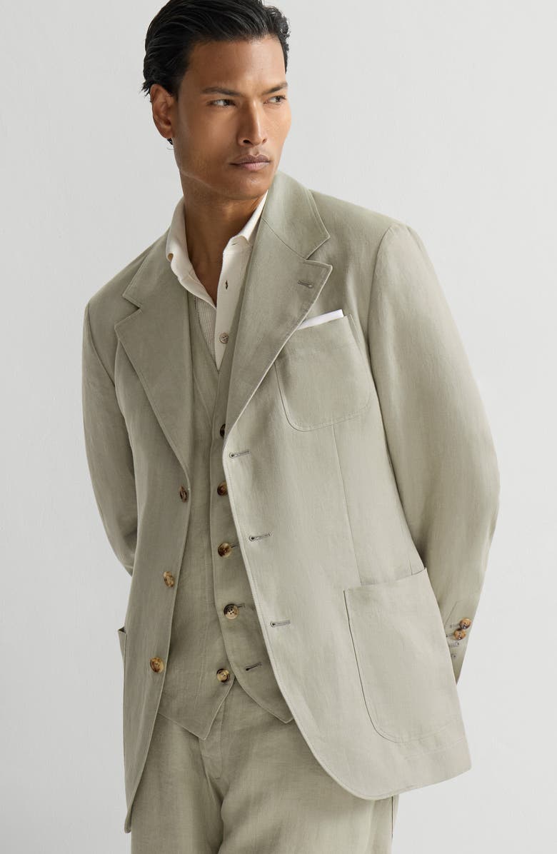 Brunello Cucinelli Chevron unlined blazer, Alternate, color, Sage