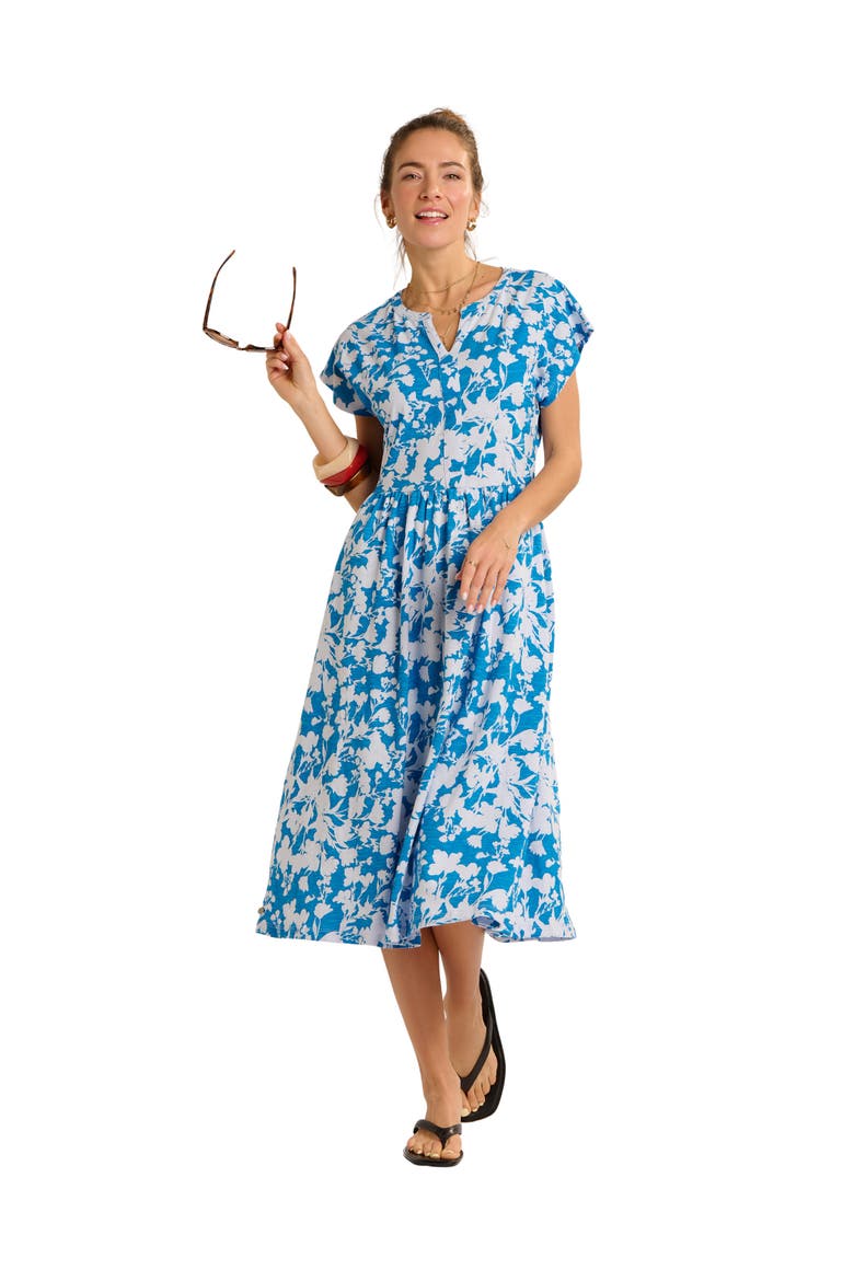 Ranieli Floral Print Midi Dress, Main, color, Blue