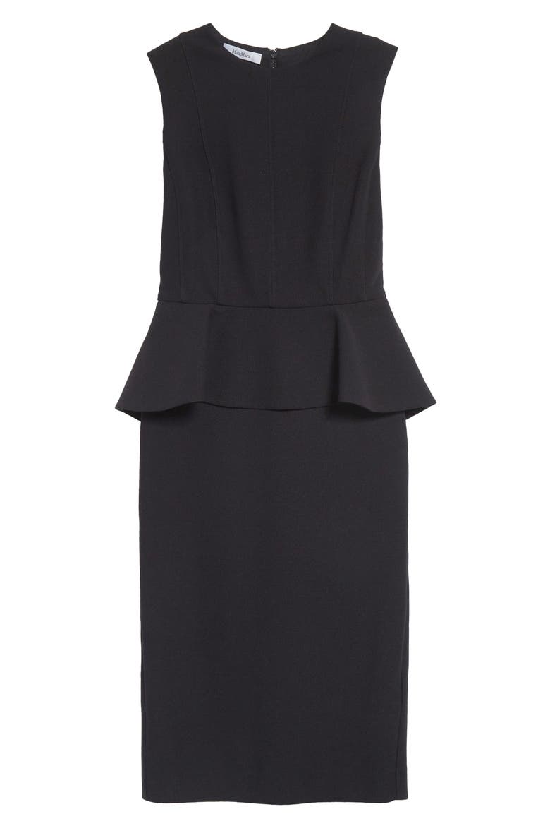 Cosmos Sleeveless Knit Peplum Dress, Alternate, color, BLACK