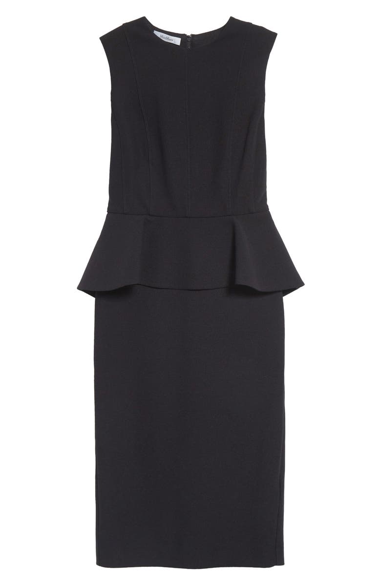 Max Mara Cosmos Sleeveless Knit Peplum Dress, Alternate, color, Black