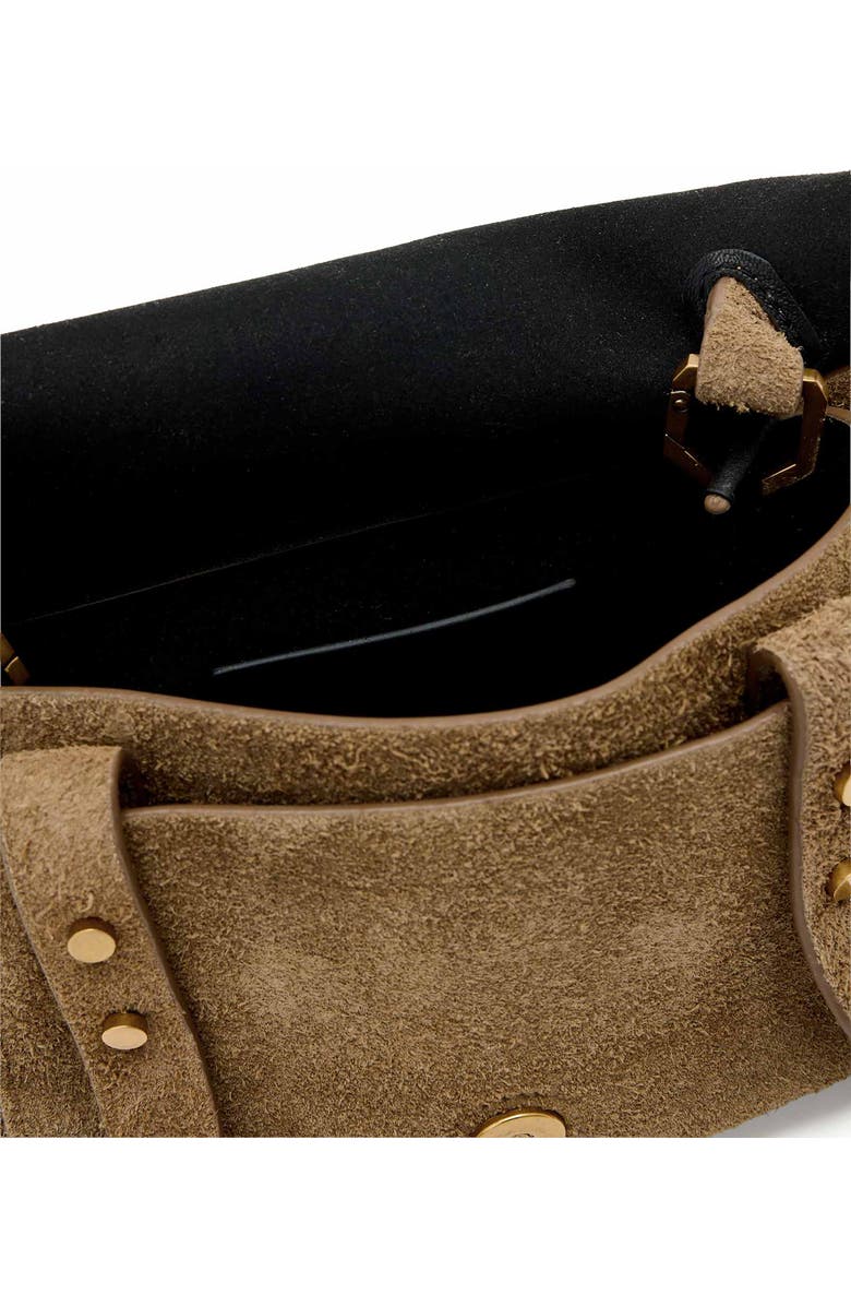 AllSaints Mini Ursa Suede Crossbody Bag, Alternate, color, Biscuit Brown