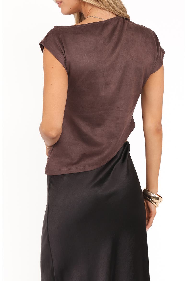 Vaila Faux Suede One-Shoulder Top, Alternate, color, CHOCOLATE