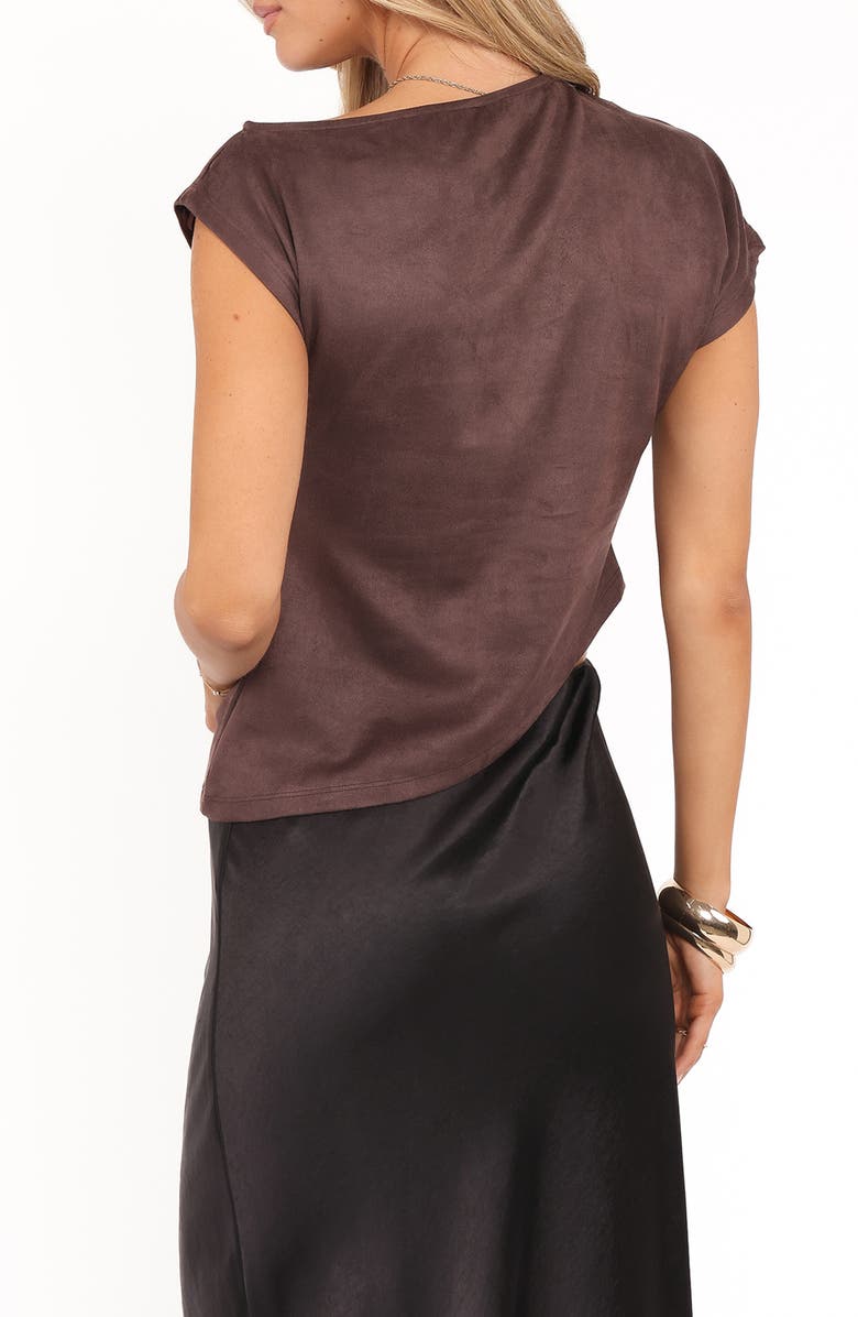 Petal & Pup Vaila Faux Suede One-Shoulder Top, Alternate, color, Chocolate