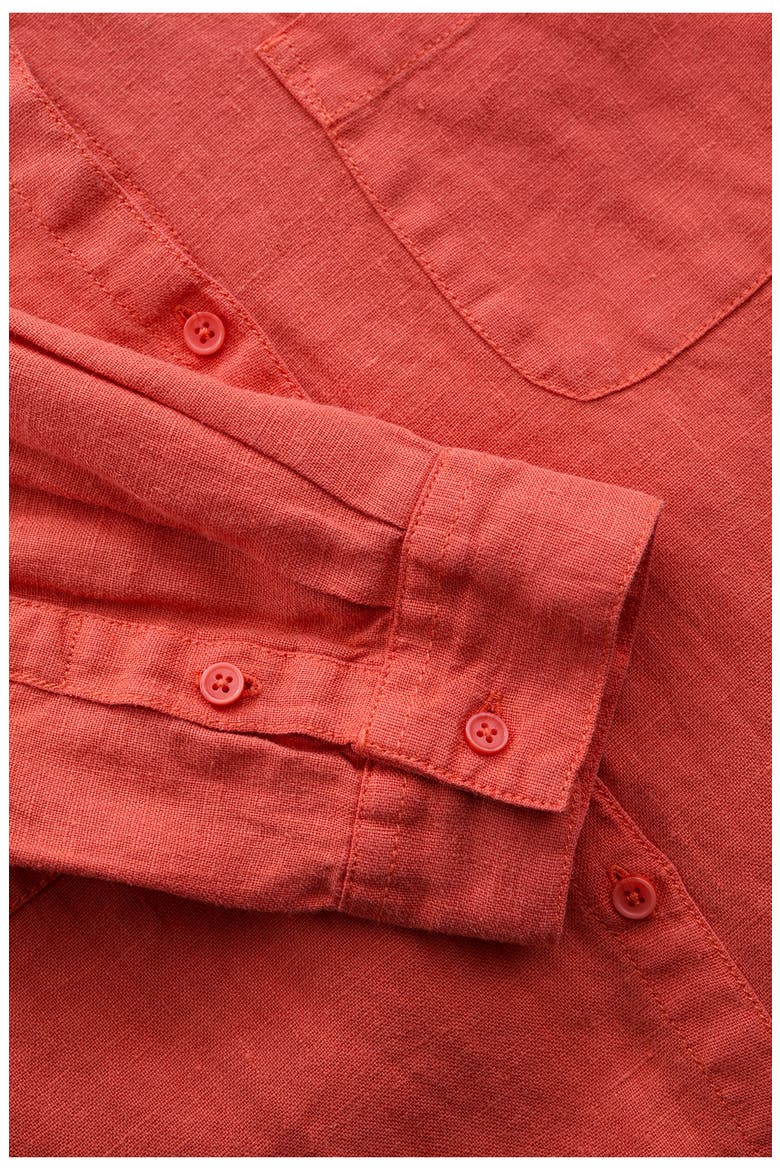 Hazel Branch Linen Button-Up Shirt, Alternate, color, DUSKY CORAL