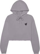 Dalix Black Cat Cropped Fleece Hoodie