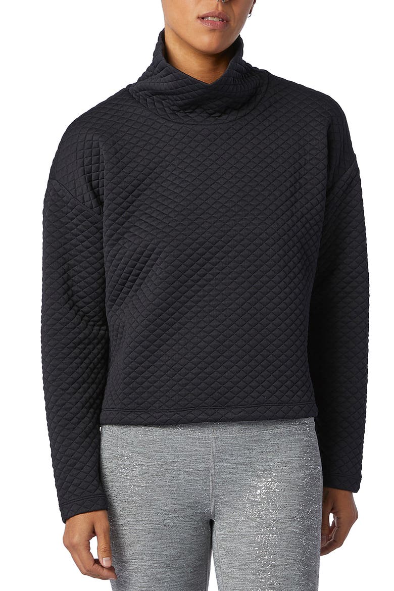 NB Heat Loft Funnel Neck Quilted Top, Main, color, BLACK