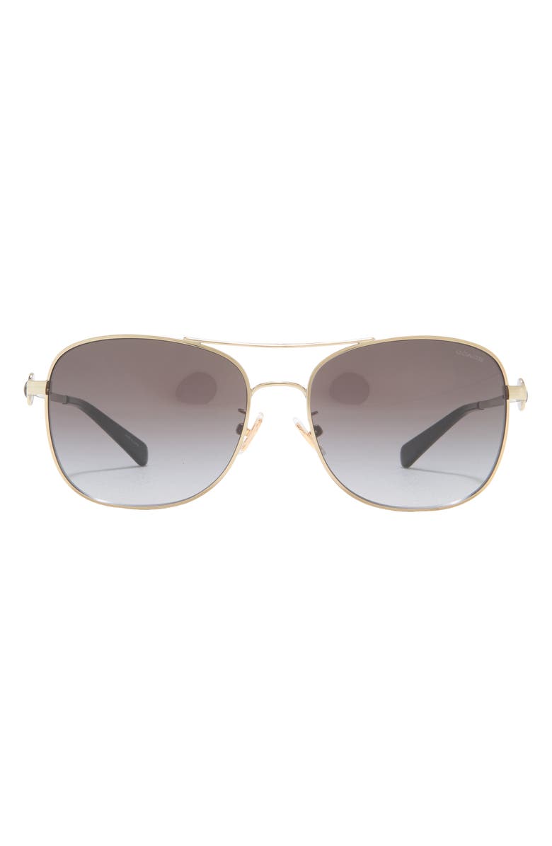 COACH 56mm Rectangle Downtown Sunglasses, Main, color, Shiny Light Gold