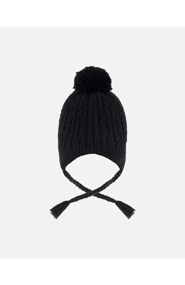 Deux par Deux Kids Gender Inclusive Lined Winter Hat with Pompom, Alternate, color, Black