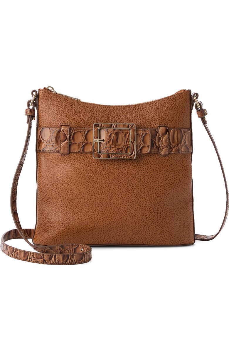 Brahmin Katie Croc Embossed Leather Crossbody Bag, Main, color, Cinnamon