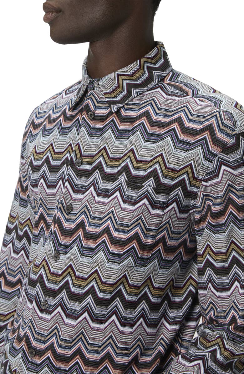 Missoni Long Sleeve Shirt With Geometric Zigzag, Alternate, color, Multicoloured