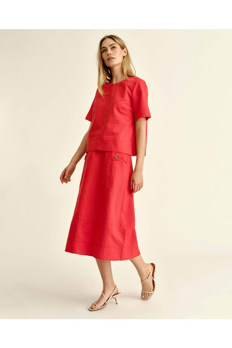 Alice Linen Skirt, Alternate, color, Poppy