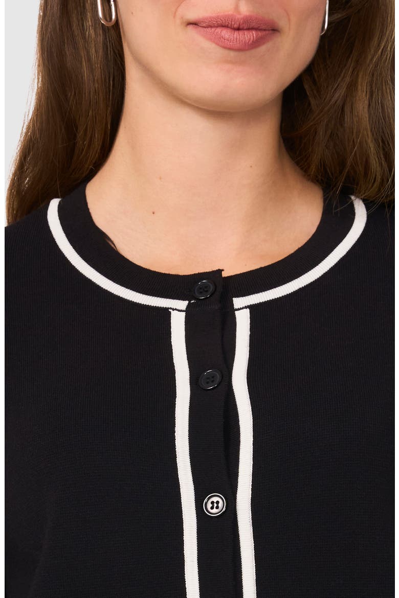 Contrast Trim Cardigan, Alternate, color, RICH BLACK