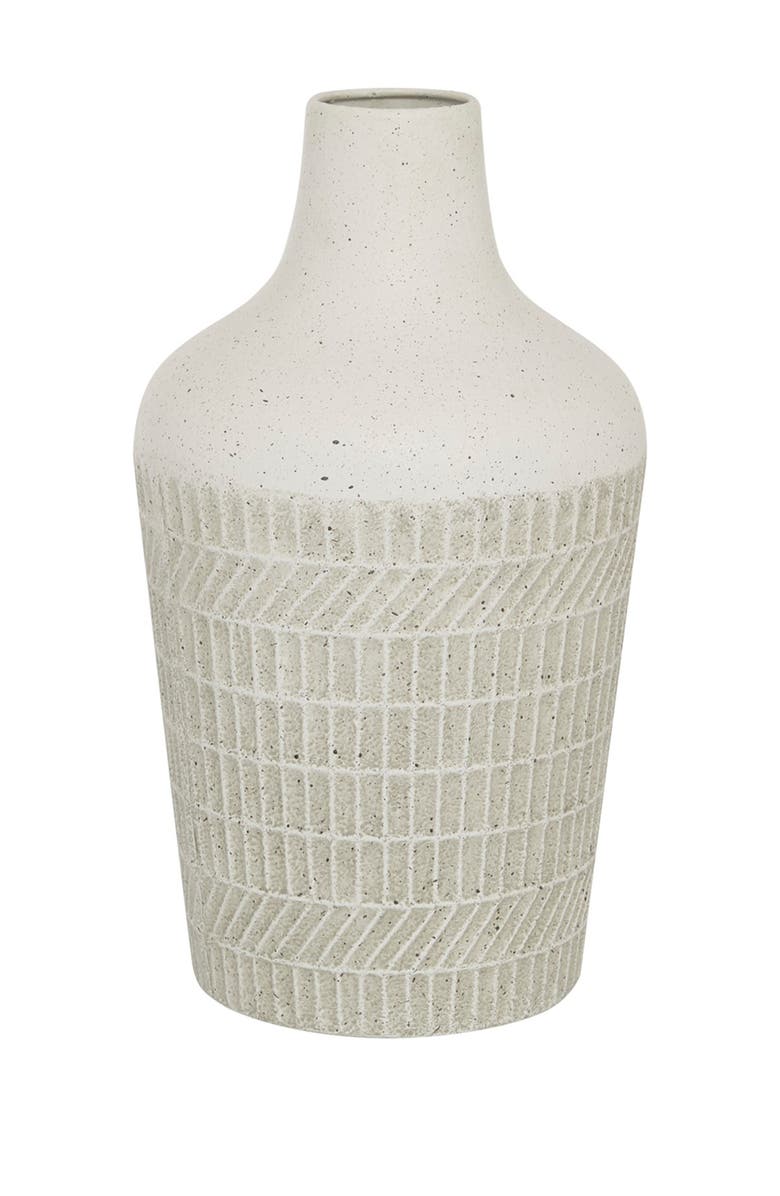 GINGER BIRCH STUDIO White Metal Textured Vase, Main, color, White